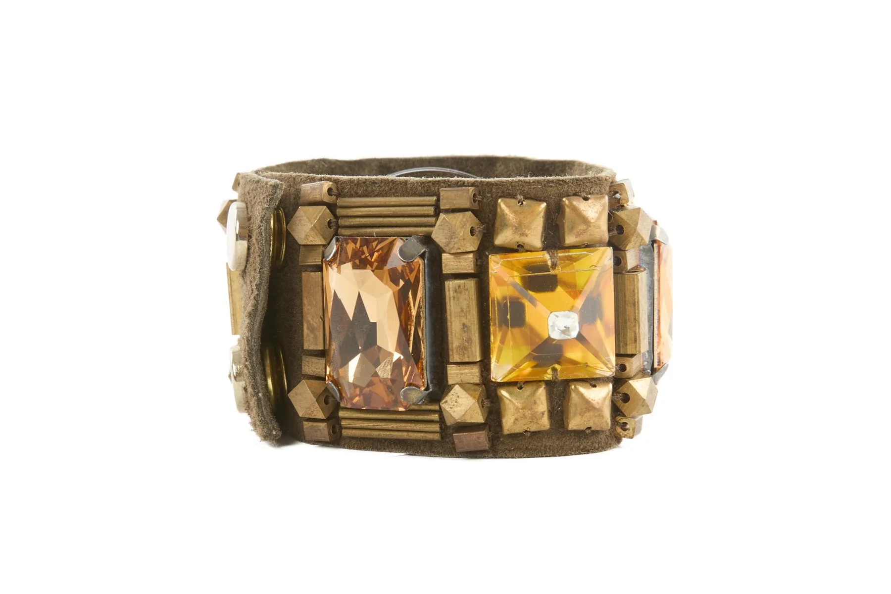 MATTHEW WILLIAMSON KHAKI CRYSTAL AND SUEDE BRACELET - Image 2