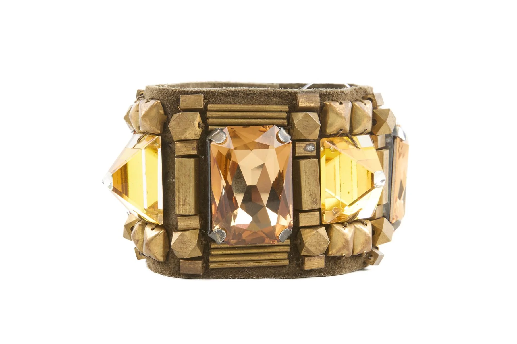 MATTHEW WILLIAMSON KHAKI CRYSTAL AND SUEDE BRACELET - Image 3