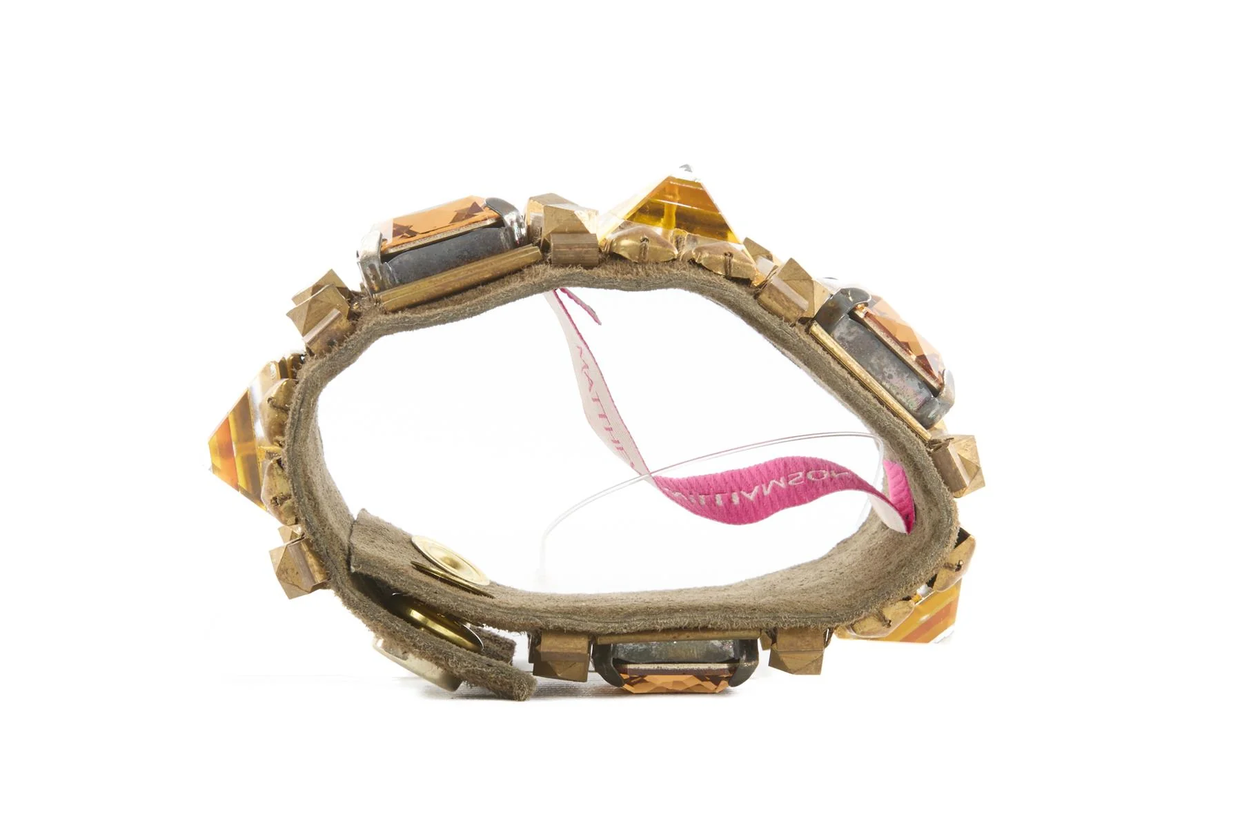 MATTHEW WILLIAMSON KHAKI CRYSTAL AND SUEDE BRACELET - Image 7