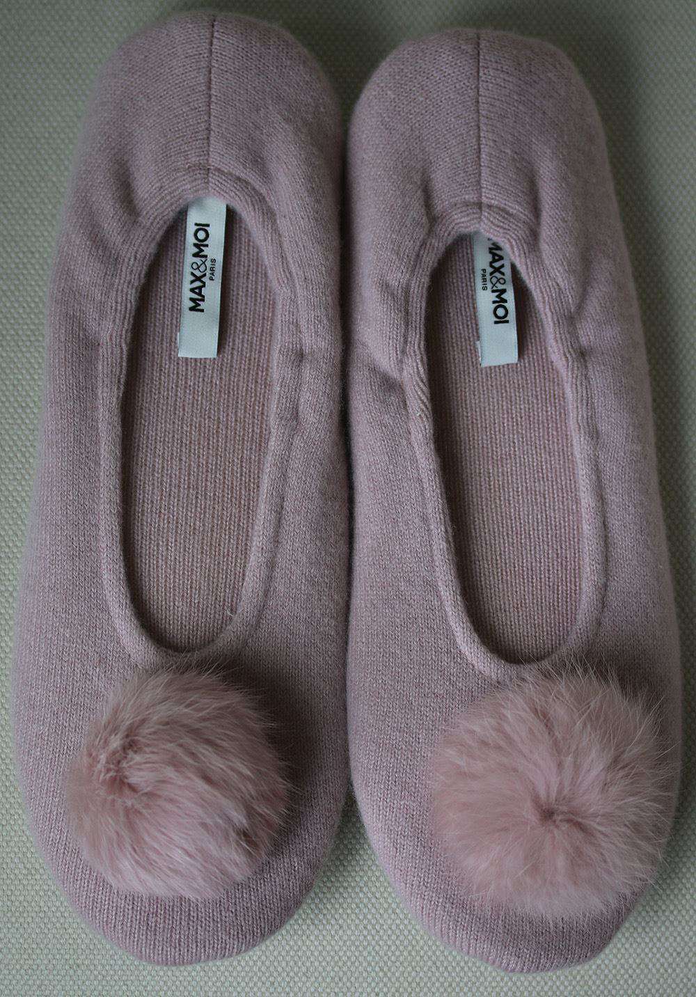 MAX AND MOI POM POM CASHMERE SLIPPERS LARGE - Image 2