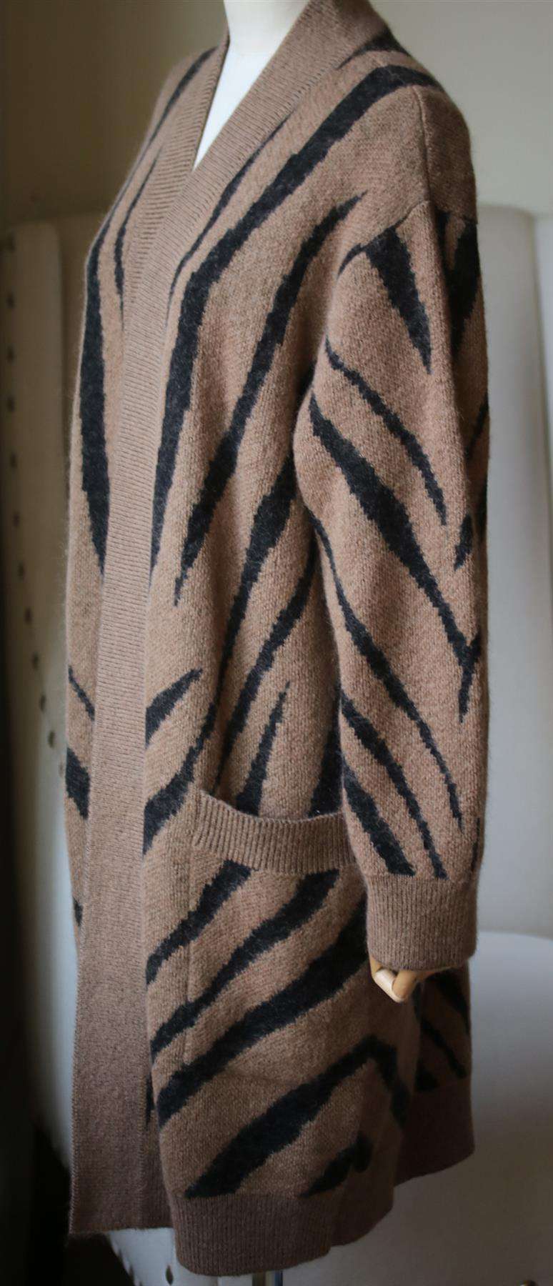 MAX MARA CARLO OVERSIZED ZEBRA INTARSIA KNITTED CARDIGAN MEDIUM - Image 3