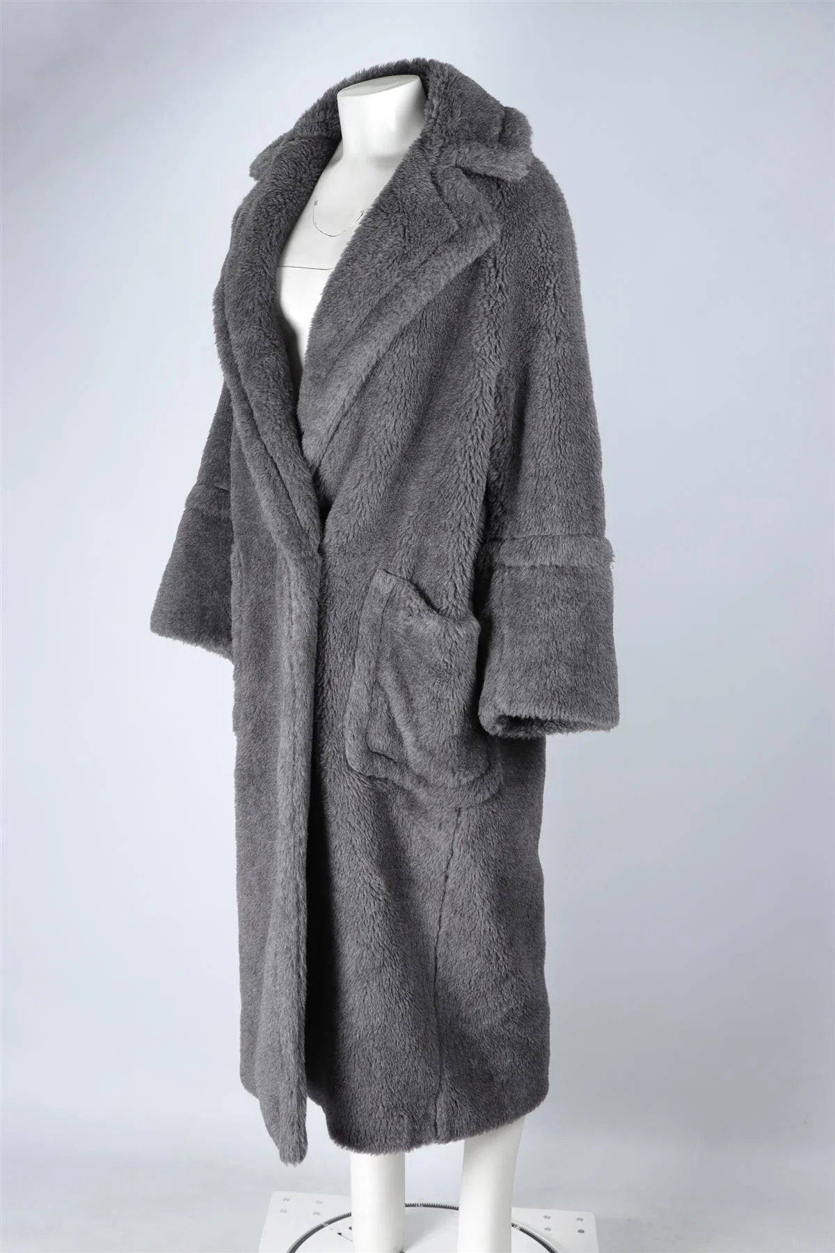 MAX MARA GREY KADIAK WOOL TEDDY COAT XSMALL - Image 3