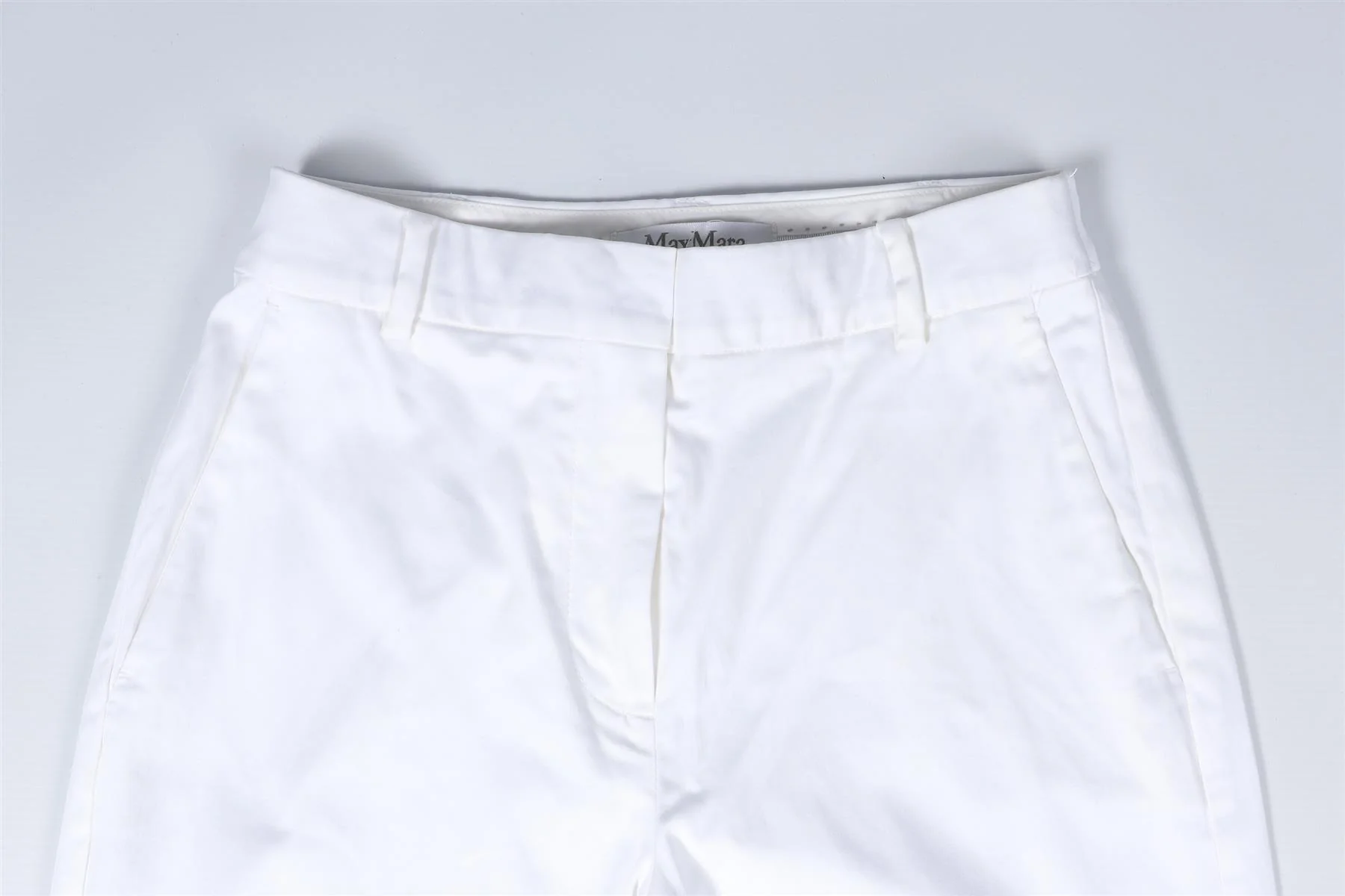 MAX MARA WHITE COTTON STRAIGHT LEG PANTS XSMALL - Image 4
