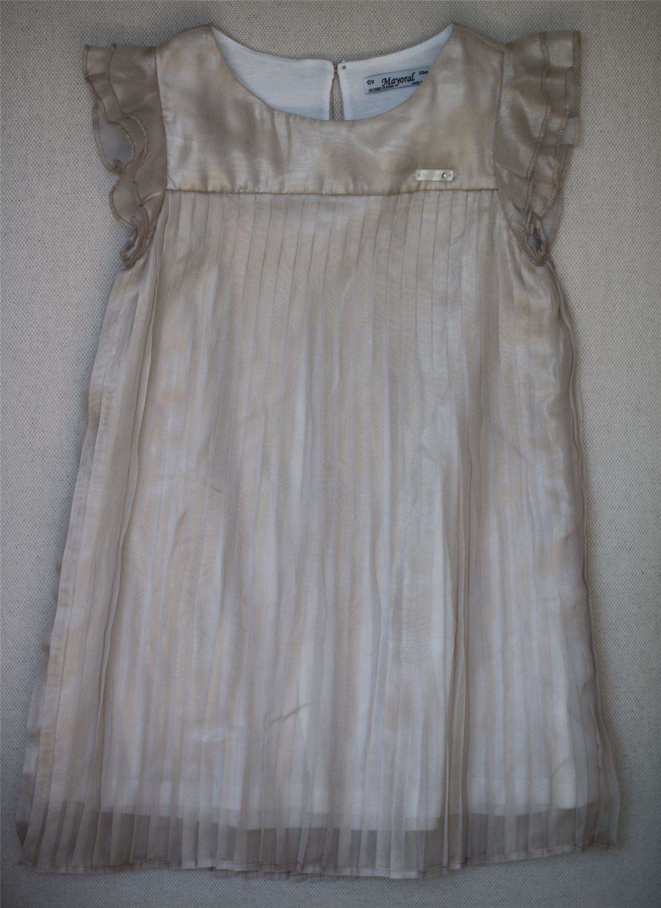 MAYORAL CHIC GIRLS GOLD CHIFFON PLEATED DRESS 4 YEARS - Image 2