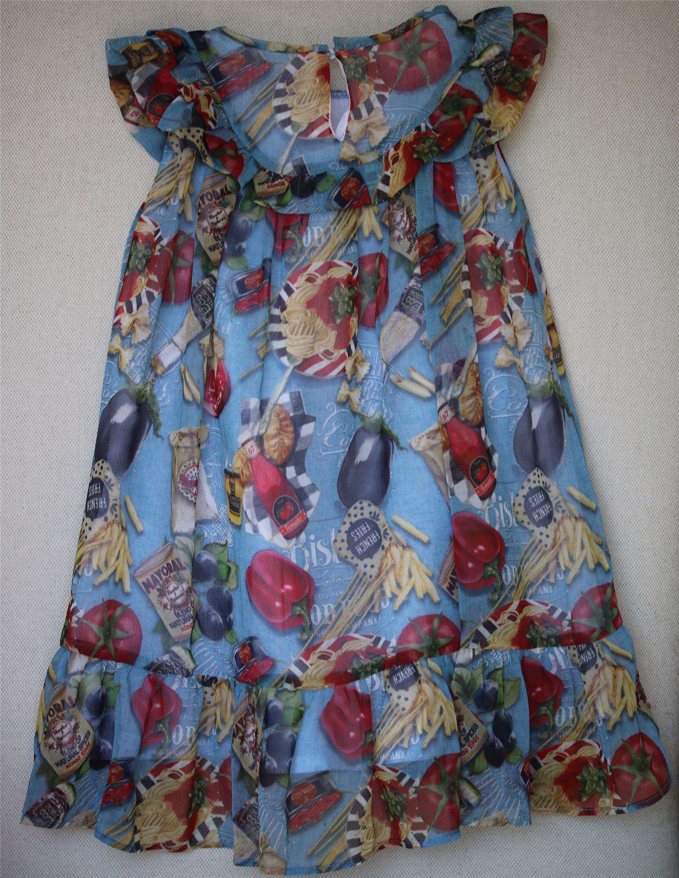 MAYORAL GIRLS BLUE & RED CHIFFON DRESS 5 YEARS - Image 2