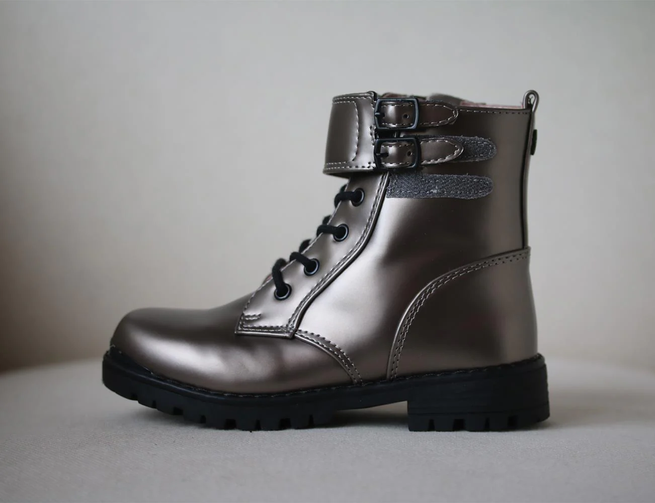 MAYORAL KIDS GIRLS METALLIC BIKER BOOTS EU 28 UK 10 - Image 2