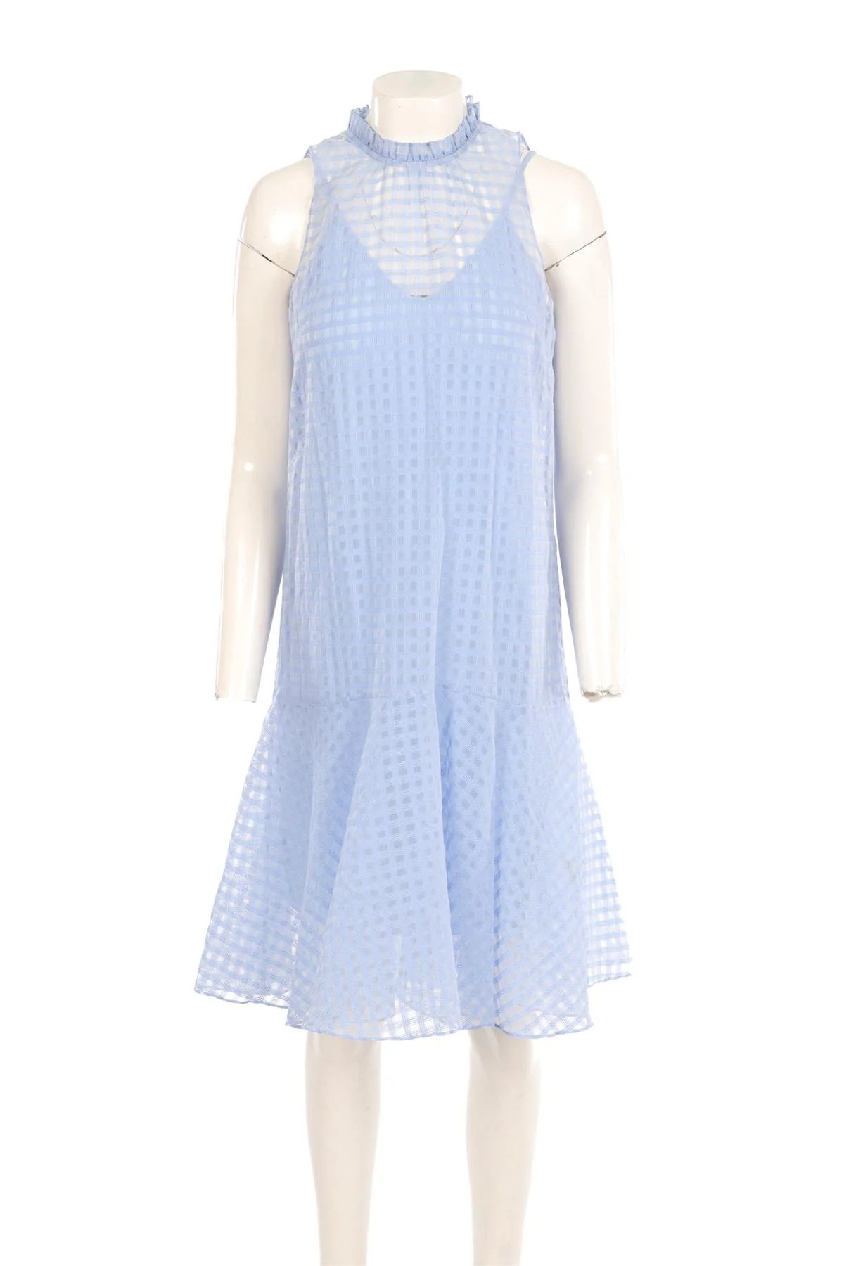 ME+EM BLUE COTTON MIDI DRESS UK 8 - Image 2