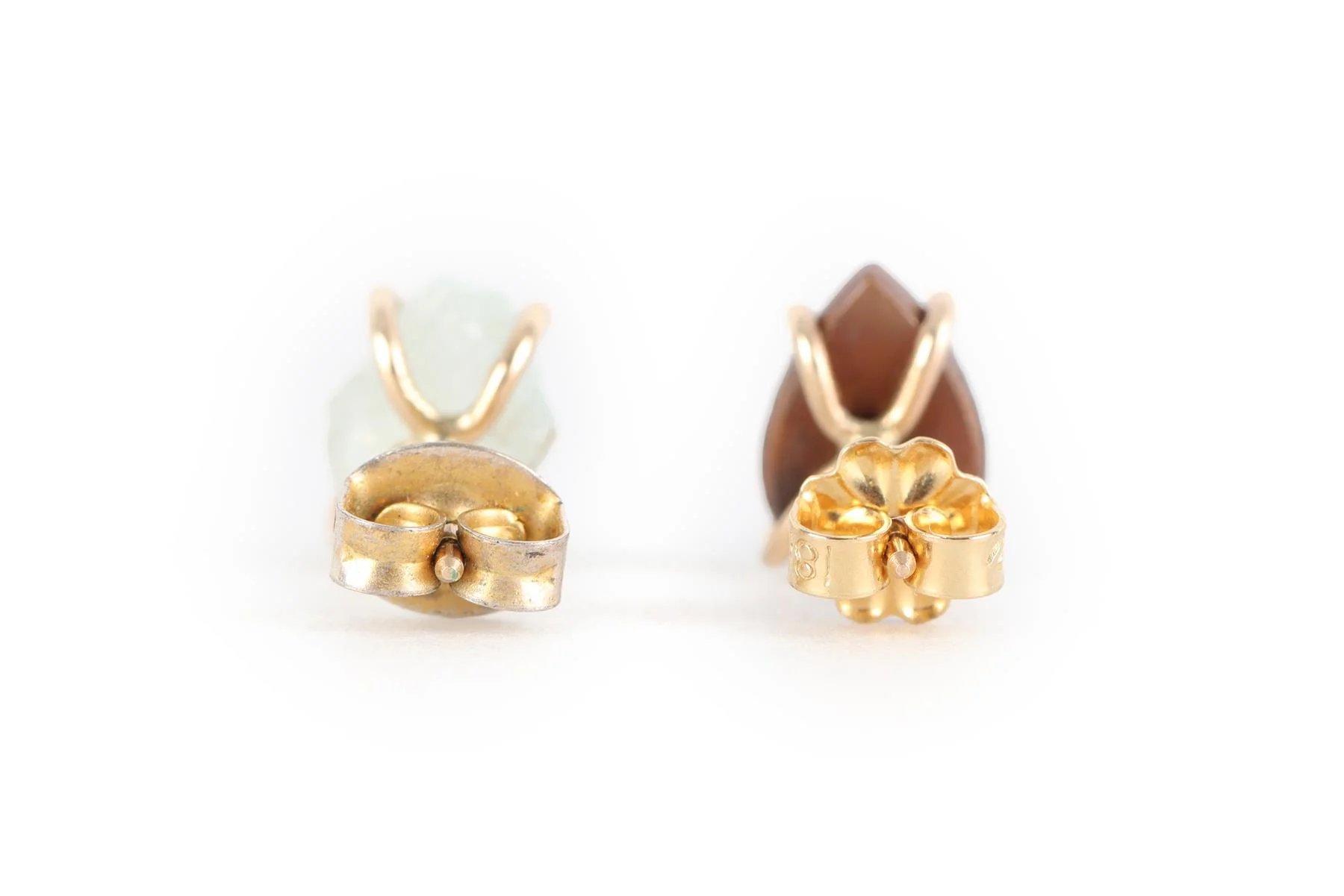 MELISSA JOY MANNING 14K YELLOW GOLD, AQUAMARINE AND OPAL STUD EARRINGS - Image 6
