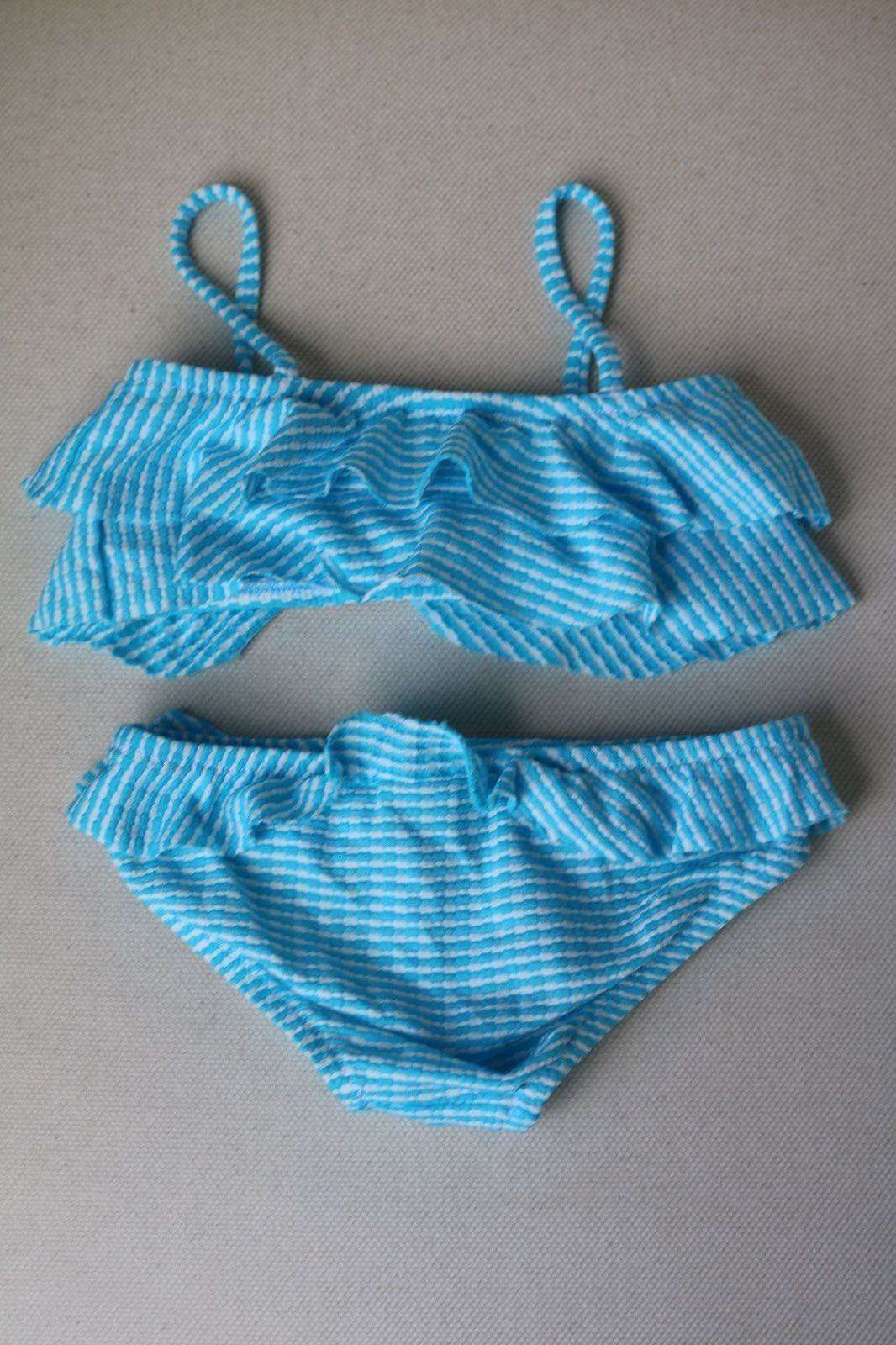 MELISSA ODABASH BABY GIRLS KIDS BLUE WHITE FRILL BIKINI 4 YEARS - Image 3