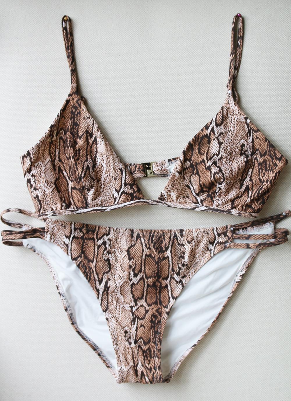 MELISSA ODABASH BALI SNAKE PRINT TRIANGLE BIKINI UK 10/14 - Image 2