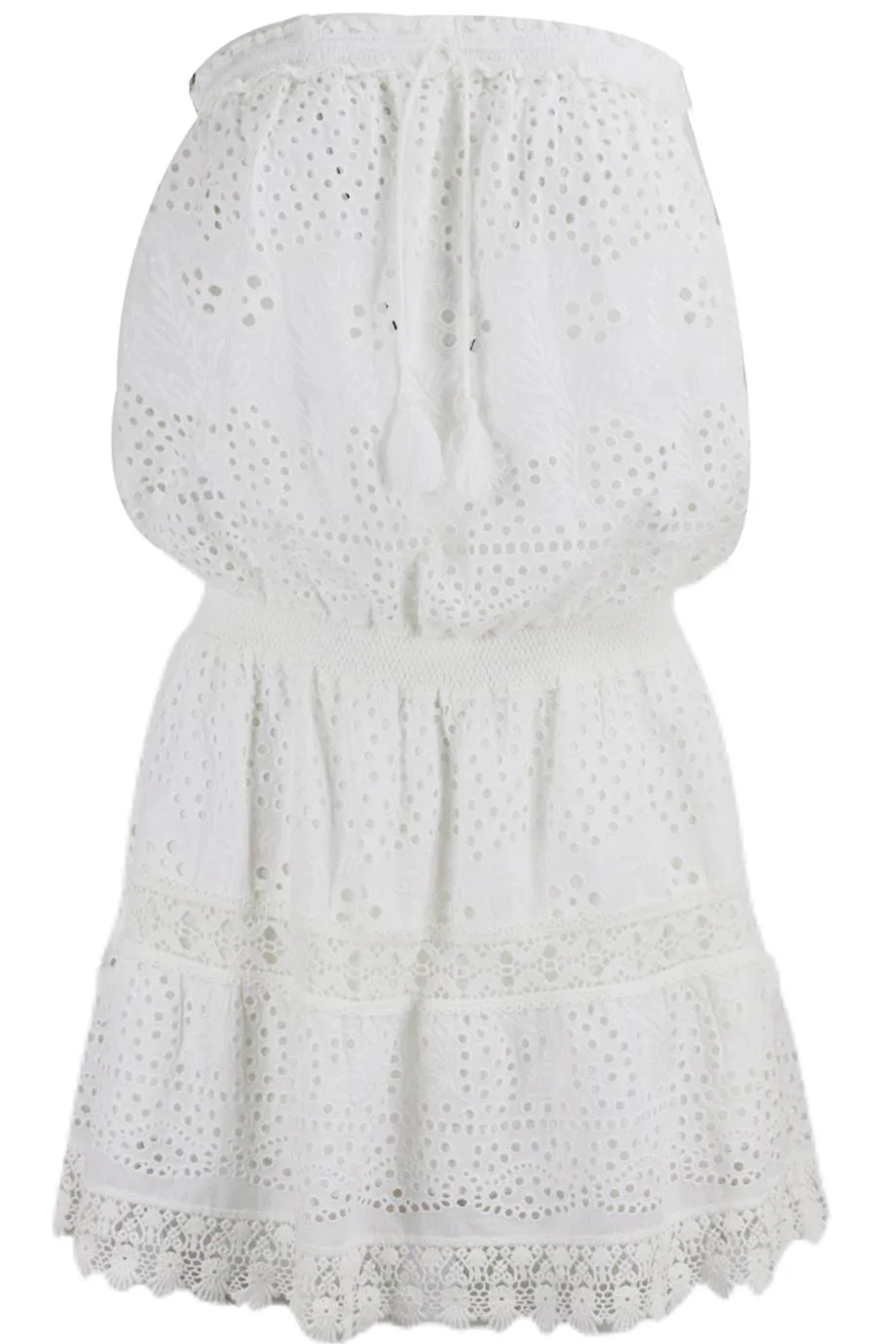MELISSA ODABASH BANDEAU BRODERIE ANGLAISE COTTON MINI DRESS MEDUIM