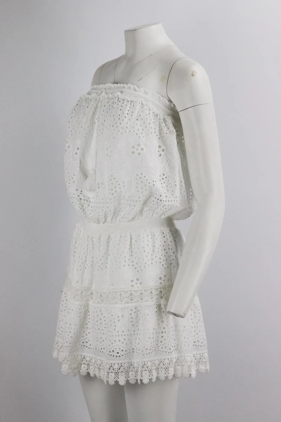 MELISSA ODABASH BANDEAU BRODERIE ANGLAISE COTTON MINI DRESS MEDUIM - Image 3