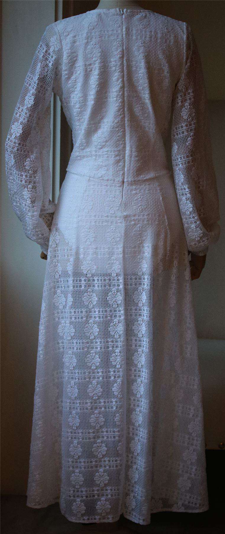 MELISSA ODABASH BARDOT V-NECK VINTAGE LACE MIDI DRESS SMALL - Image 4
