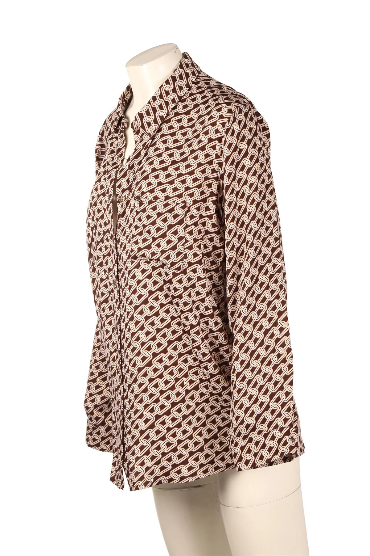 MELISSA ODABASH BROWN SATIN SHIRT MEDIUM - Image 3