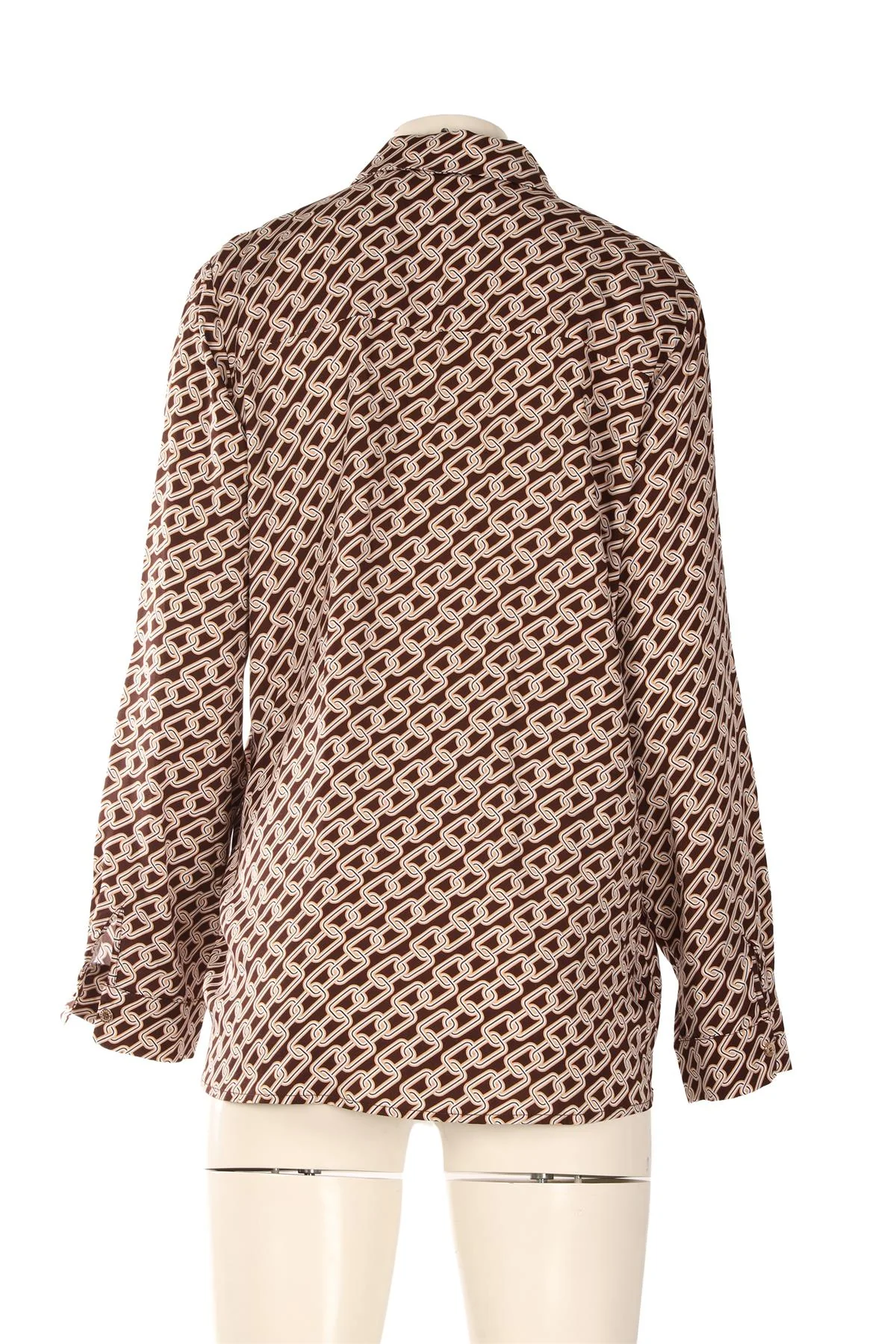 MELISSA ODABASH BROWN SATIN SHIRT MEDIUM - Image 4