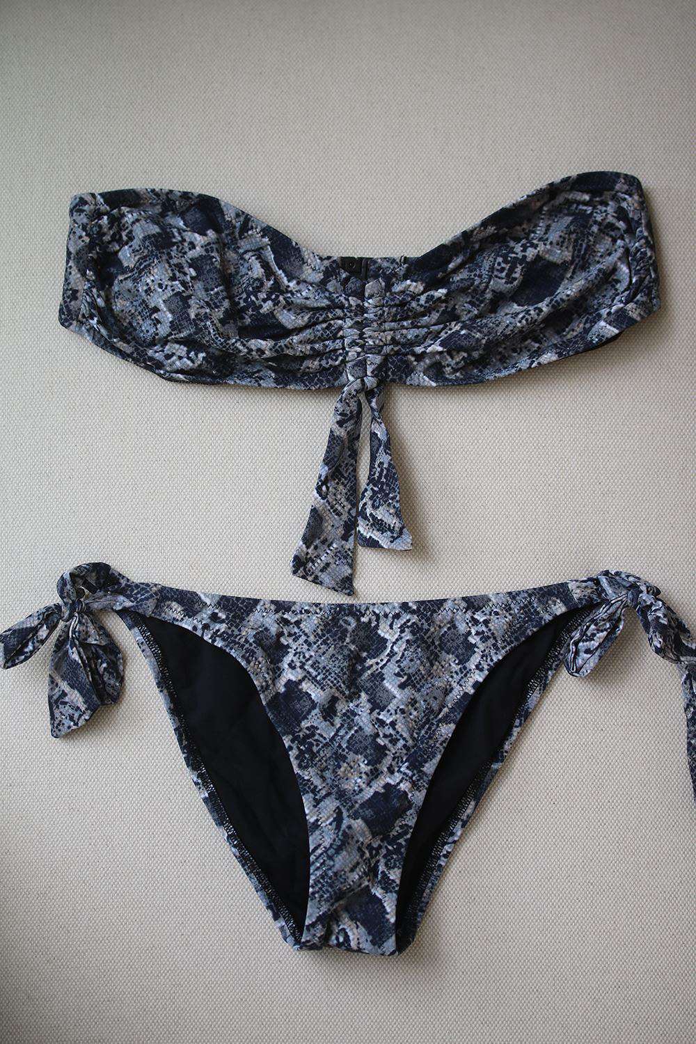 MELISSA ODABASH CAPRI SNAKESKIN PRINT BANDEAU BIKINI UK 10/12 - Image 2