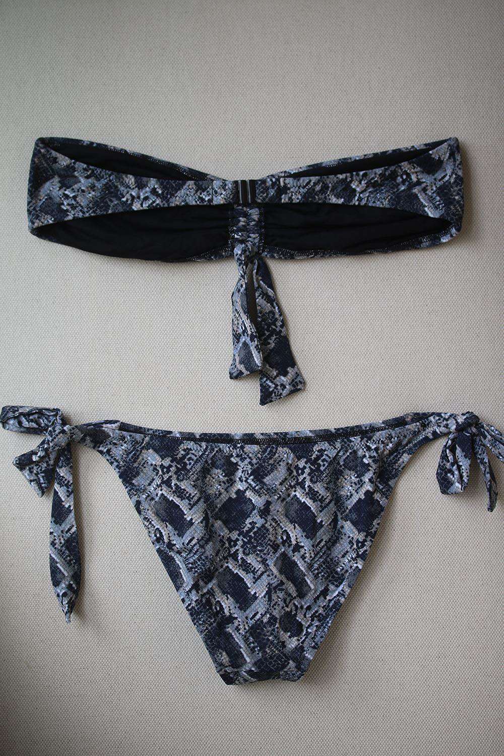 MELISSA ODABASH CAPRI SNAKESKIN PRINT BANDEAU BIKINI UK 10/12 - Image 3