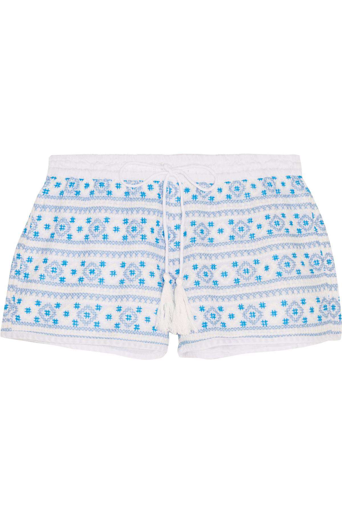 MELISSA ODABASH CAROLINA BLUE EMBROIDERED SHORTS SMALL - Image 2