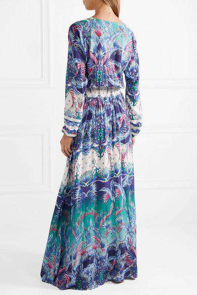 MELISSA ODABASH CAROLINE SMOCKED PRINTED VOILE MAXI DRESS MEDIUM - Image 2