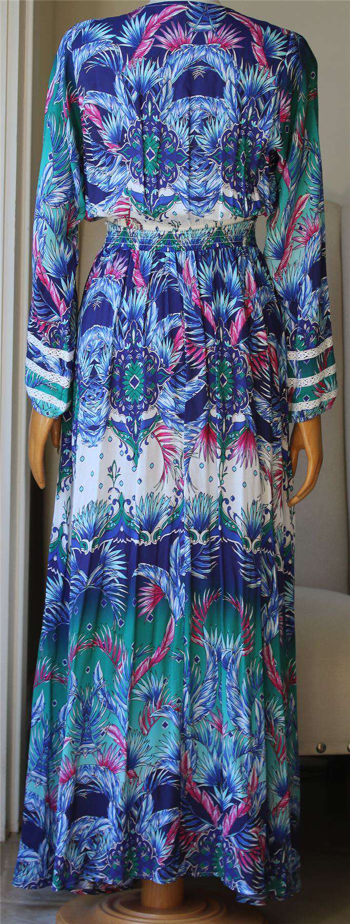 MELISSA ODABASH CAROLINE SMOCKED PRINTED VOILE MAXI DRESS MEDIUM - Image 4