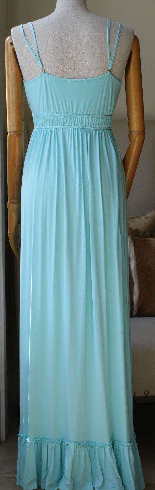 MELISSA ODABASH COVERUP TURQUOISE KAFTAN MAXI DRESS SMALL - Image 3