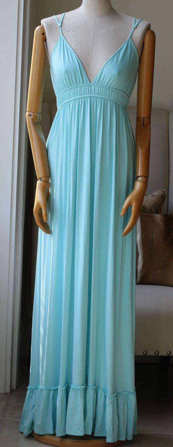 MELISSA ODABASH COVERUP TURQUOISE KAFTAN MAXI DRESS SMALL - Image 4