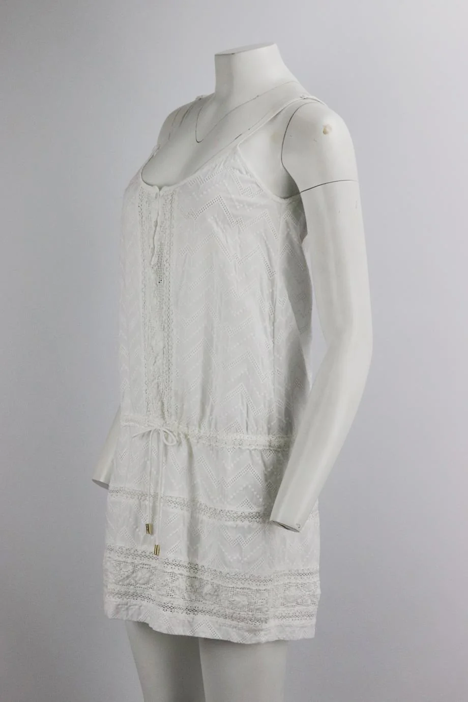MELISSA ODABASH CROCHET TRIMMED EMBROIDERED COTTON MINI DRESS SMALL - Image 3