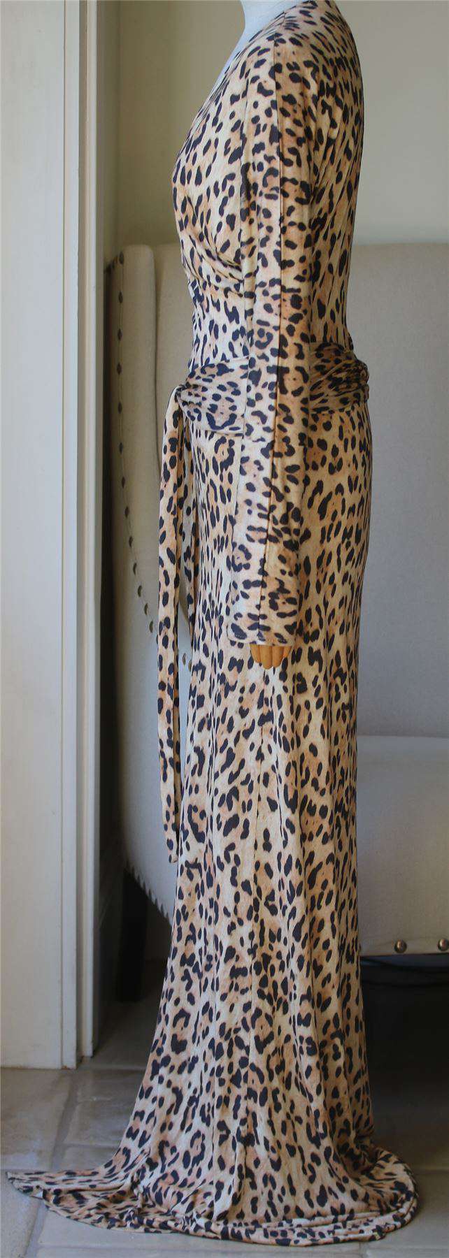 MELISSA ODABASH GARBO CHEETAH-PRINT WRAP MAXI DRESS MEDIUM - Image 3