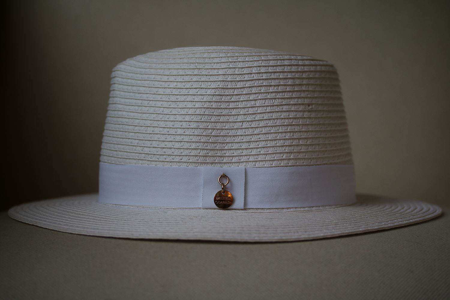 MELISSA ODABASH GROSGRAIN-TRIM WOVEN PAPER FEDORA HAT - Image 2