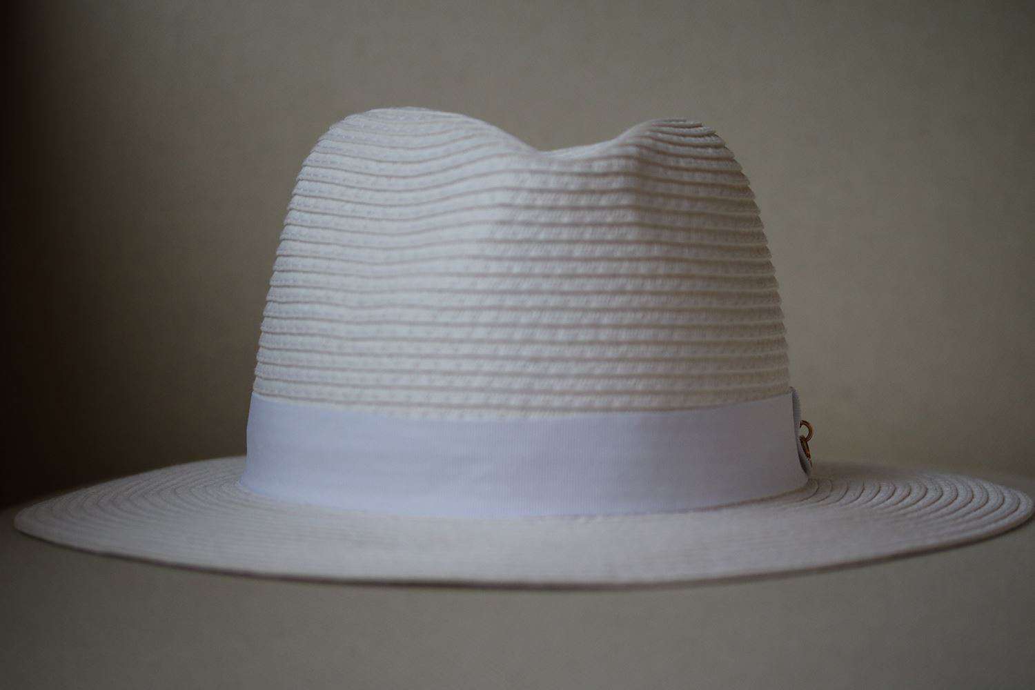 MELISSA ODABASH GROSGRAIN-TRIM WOVEN PAPER FEDORA HAT - Image 3
