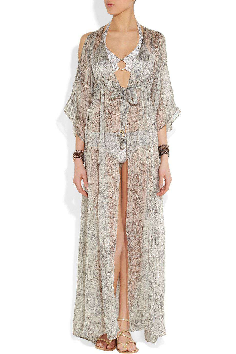 MELISSA ODABASH GWYNETH SILK COVERUP KAFTAN MAXI DRESS - Image 3