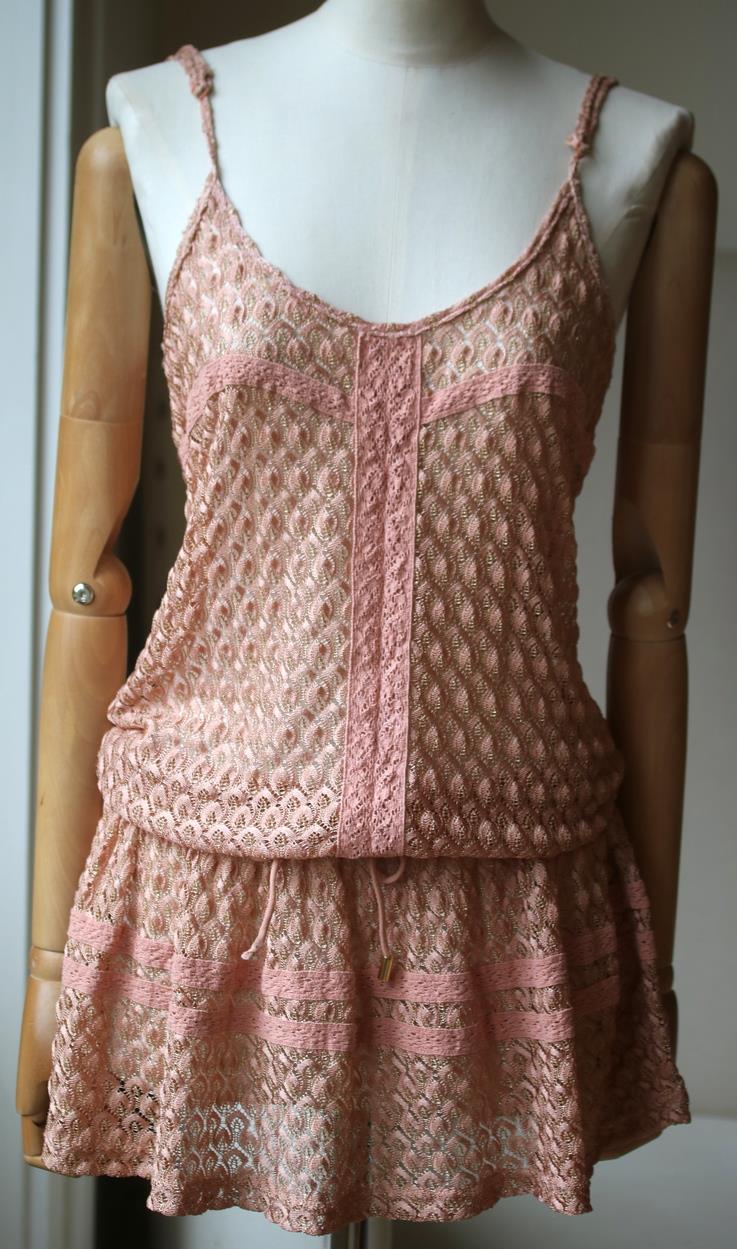 MELISSA ODABASH KHLOE CROCHET KNIT MINI DRESS MEDIUM - Image 2