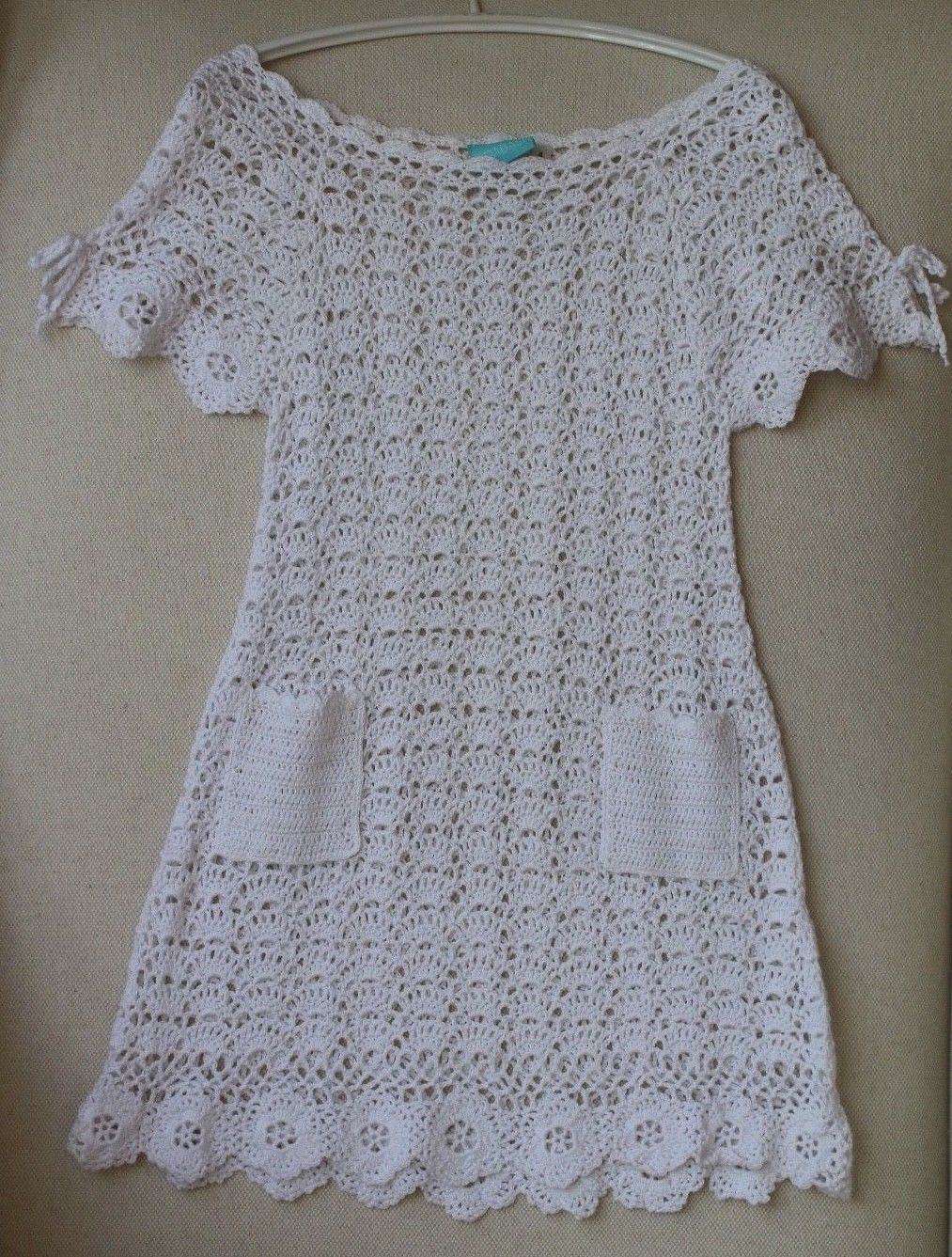 MELISSA ODABASH KIDS GIRLS WHITE CROCHET DRESS 4 YEARS
