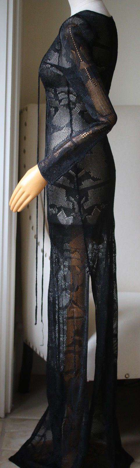 MELISSA ODABASH LENE BLACK CROCHET MAXI DRESS SMALL - Image 4
