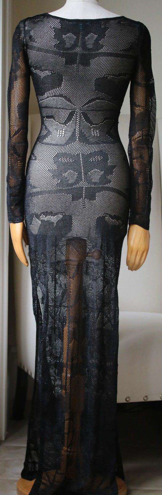 MELISSA ODABASH LENE BLACK CROCHET MAXI DRESS SMALL - Image 5