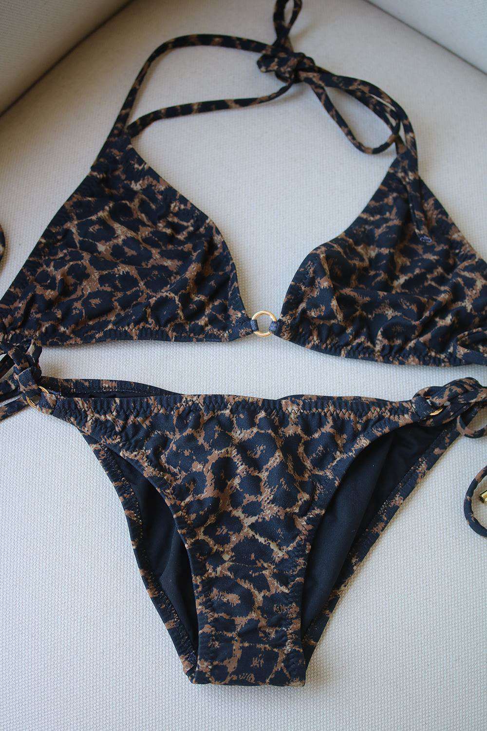 MELISSA ODABASH MONTE CARLO CHEETAH PRINT TRIANGLE BIKINI UK 10/14 - Image 3
