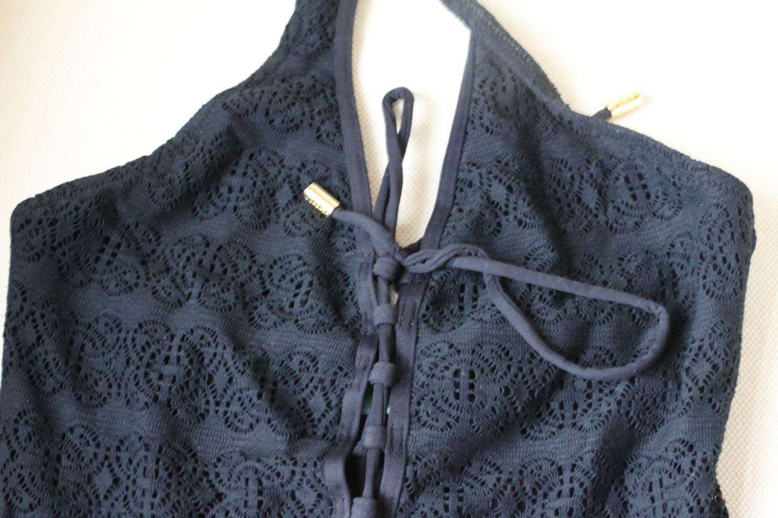 MELISSA ODABASH NAPLES BLACK  LACE-UP CROCHET ONE-PIECE SWIMSUIT UK 10 - Image 4