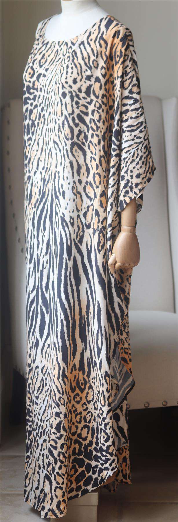 MELISSA ODABASH PAMELA ONE SLEEVE PRINTED VOILE KAFTAN LARGE - Image 3