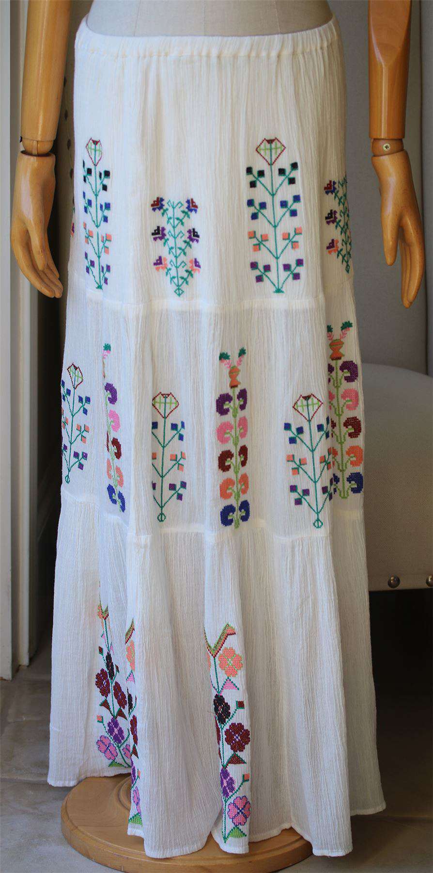 MELISSA ODABASH PIXIE EMBROIDERED COTTON-GAUZE MAXI SKIRT SMALL - Image 2