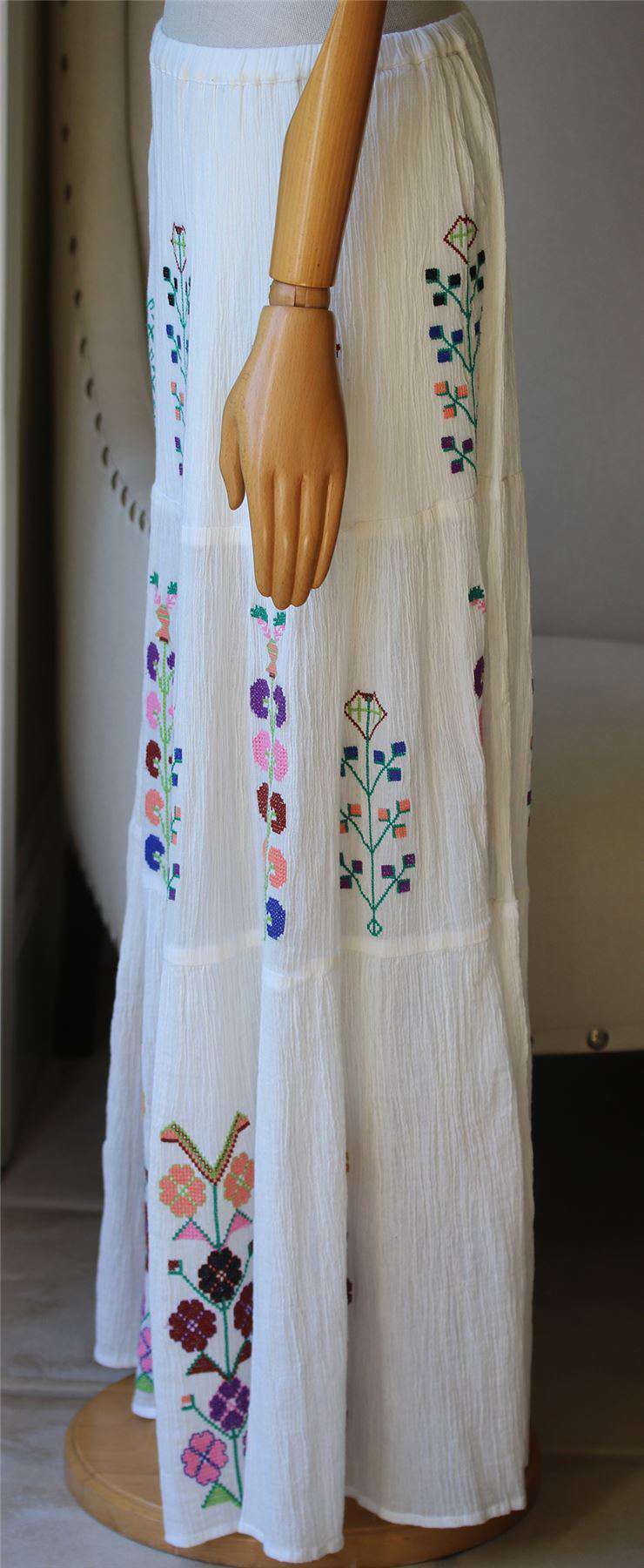MELISSA ODABASH PIXIE EMBROIDERED COTTON-GAUZE MAXI SKIRT SMALL - Image 3