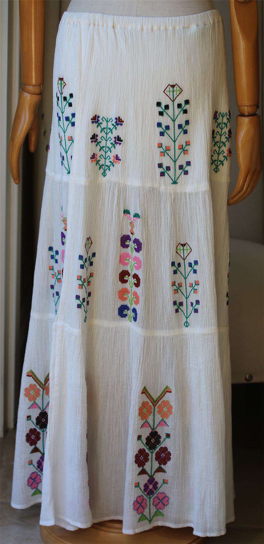 MELISSA ODABASH PIXIE EMBROIDERED COTTON-GAUZE MAXI SKIRT SMALL - Image 4