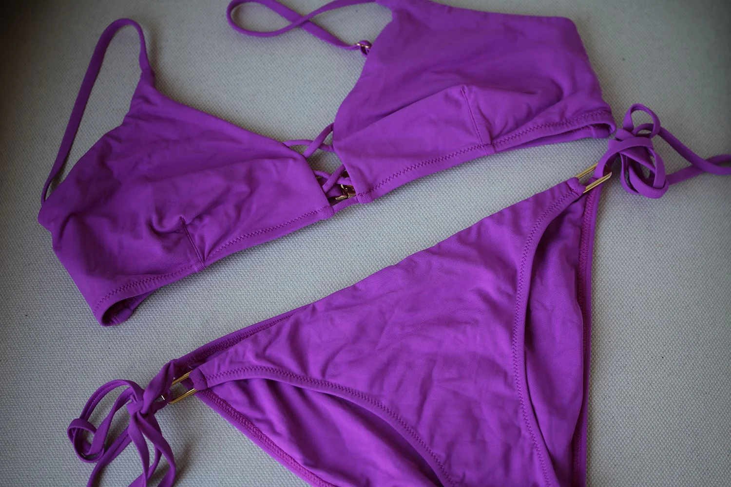 MELISSA ODABASH SARDINIA PURPLE TRIANGLE TOP AND KEY WEST BIKINI UK 10/14 - Image 2