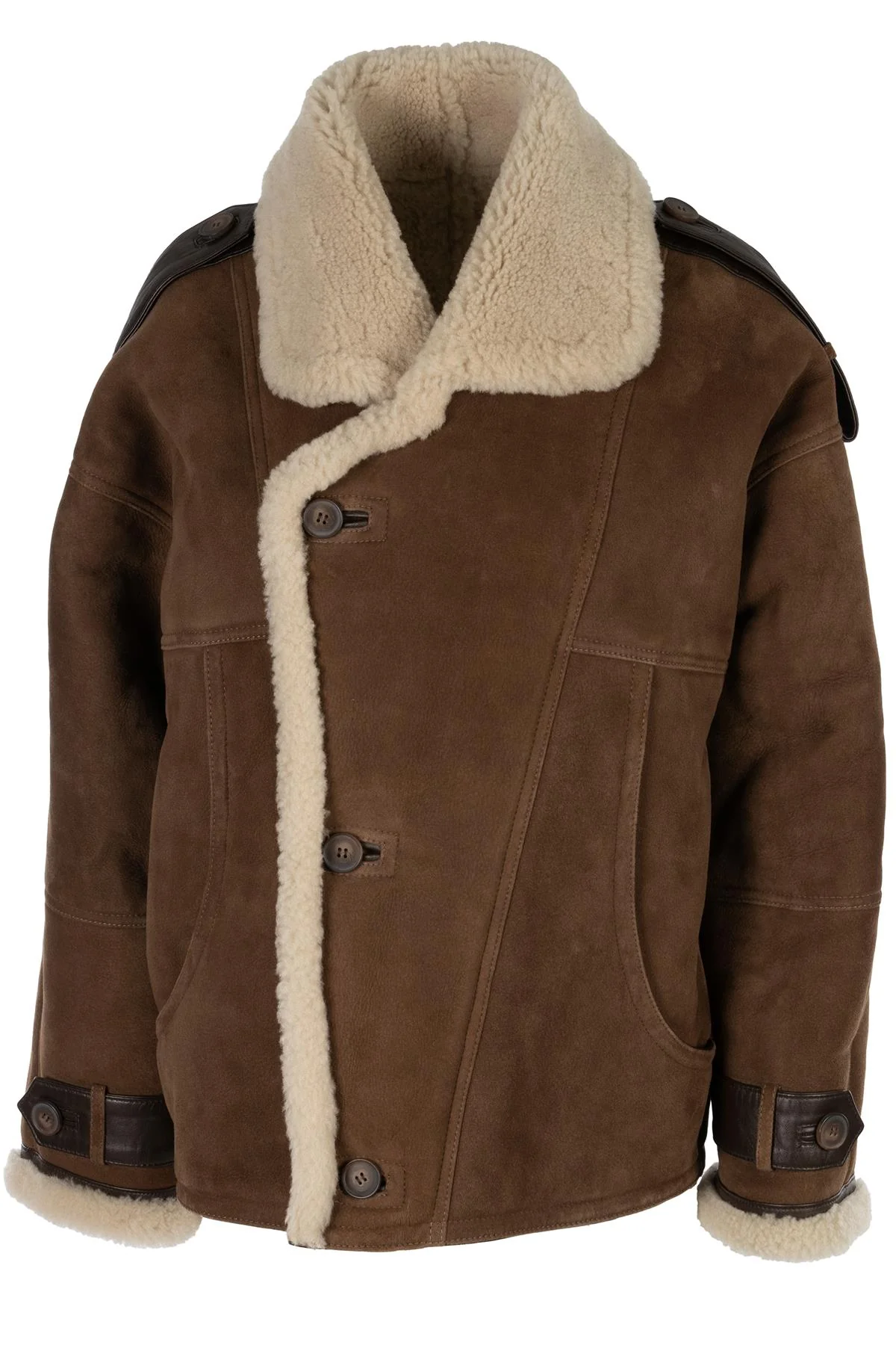 MEOTINE BROWN ZOE SUEDE AND SHEARLING JACKET XSMALL - SMALL