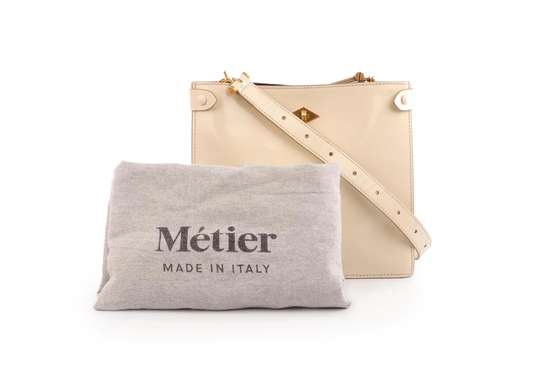 MÉTIER CREAM STOWAWAY PATENT LEATHER SHOULDER BAG - Image 10