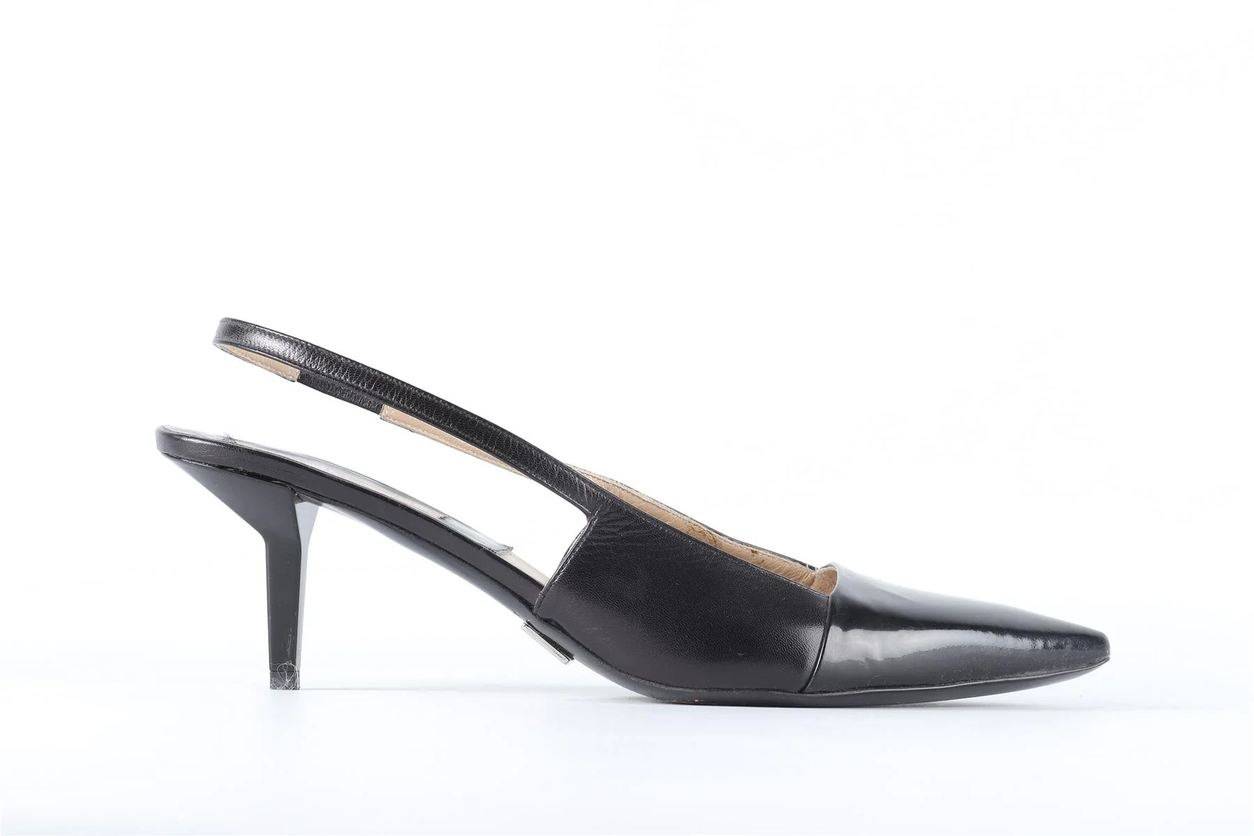 MICHAEL KORS BLACK LEATHER SLINGBACK PUMPS EU 38.5 UK 5.5 US 8.5 - Image 2