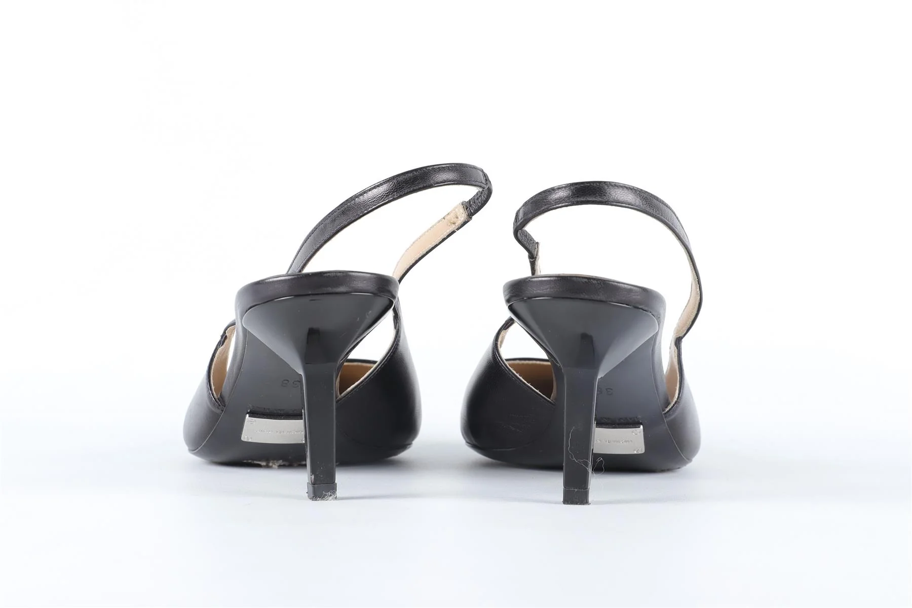 MICHAEL KORS BLACK LEATHER SLINGBACK PUMPS EU 38.5 UK 5.5 US 8.5 - Image 5