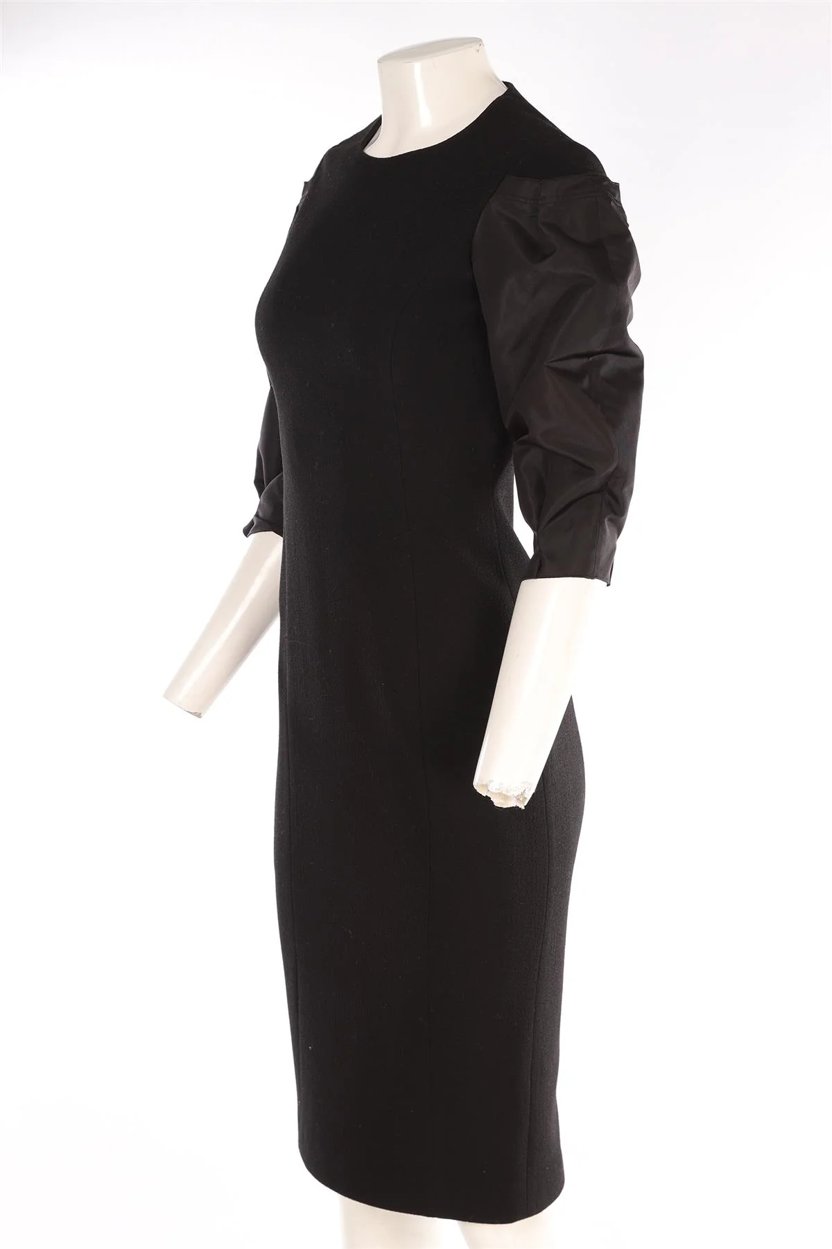 MICHAEL KORS COLLECTION BLACK WOOL MIDI DRESS US 2 UK 6 - Image 3