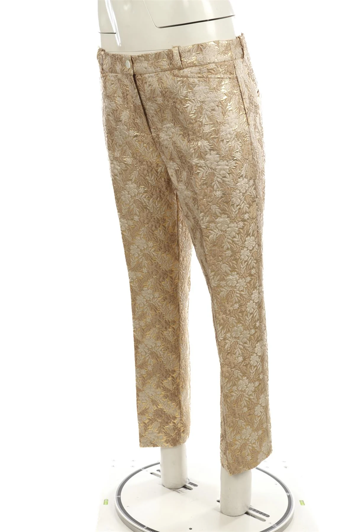 MICHAEL KORS COLLECTION GOLD JACQUARD STRAIGHT LEG PANTS IT 42 UK 10 - Image 3
