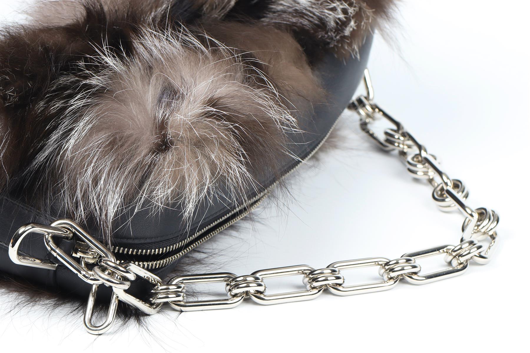 MICHAEL KORS COLLECTION JULIE LG CAMERA FOX FUR AND LEATHER SHOULDER BAG - Image 7
