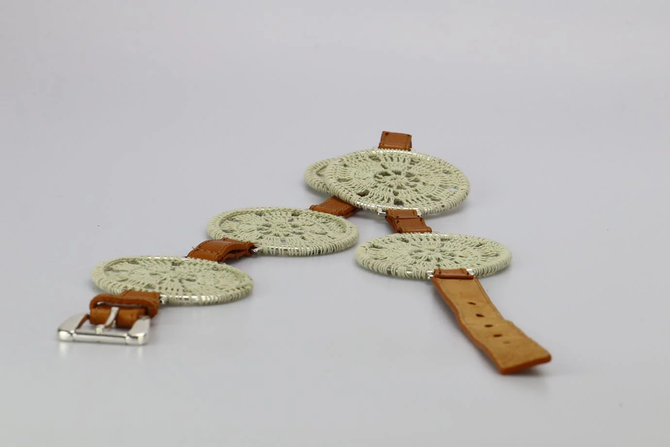 MICHAEL KORS CROCHET AND LEATHER BELT MEDIUM - Image 3